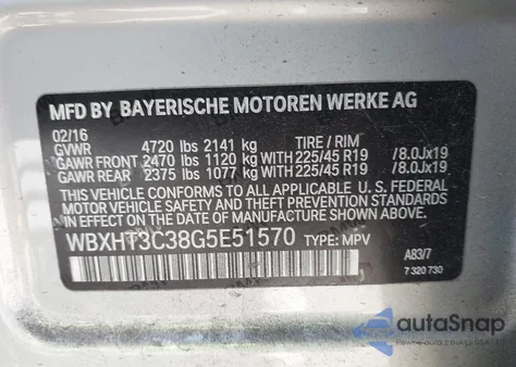 2016 BMW X1 xDrive28I из США, поврежденный, VIN WBXHT3C38G5E51570